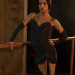 Latin Dance Dress for Women - Sexy Black Dance Dresses with Open Back & Built-In Underwear for Salsa Tango - DancerInn 82.74 black / XS - 34504845197495 - 34504845197495