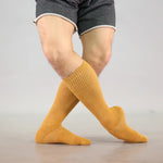 Dancer Socks for Mens Pilates Socks Non-Slip Cotton Elastic Mid-Calf Dancing Socks for Yoga, Fitness, Ballet, Modern Dance - DancerInn Yellow-C-One-Size - 32731967553719 - 32731967553719