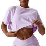 Short Sleeve Cotton Fitness Dance Crop Top Casual Yoga & Running T-Shirt for Women - DancerInn - 26926875607223 - 26926875607223