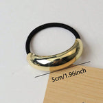 Gold Metal Ponytail Holder & Hair Tie - 4pcs Half-Bend Hair Elastic Rubber Band with Minimal Design DancerInn - 32235439718583 - 32235439718583