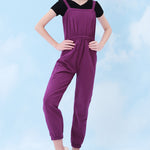 Ballet Warm Up Jumpsuit for Dance - Breathable Cotton Fabric Dance Costume Overalls - DancerInn Purple / 4XL - 33060136714423 - 33060136714423