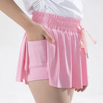 High Waist Dance Shorts for Girls – Flowy 2 in 1 Breathable Tennis & Athletic Shorts for Gym, Workout & Running - DancerInn Pink / 7(M) - 32901567643831 - 32901567643831