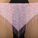 Belt for Belly Dance - Beaded  Belly Dancer Hip Scarf with Coins, Fringe, and Triangle Design - DancerInn Pink-One-size - 32254480056503 - 32254480056503
