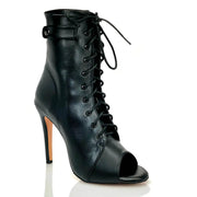Black High Heel Peep Toe Shoes Dancing Sandals for Latin, Ballroom, Salsa, Jazz Dance & Party DancerInn