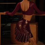 Leopard Print Mini Skirt - Irregular Gilded Dance Mini Skirt Wrap with Built‑In Underwear for Latin Tango Salsa - DancerInn - 34492897853623 - 34492897853623