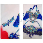 Bellydance Clothes for Women - Sexy Beaded Crystal 3 Piece Dance Costume Set with Bra, Belt, and Necklace - DancerInn - 27446943350967 - 27446943350967