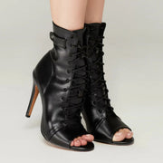 Black High Heel Peep Toe Shoes Dancing Sandals for Latin, Ballroom, Salsa, Jazz Dance & Party DancerInn