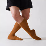 Dancer Socks for Mens Pilates Socks Non-Slip Cotton Elastic Mid-Calf Dancing Socks for Yoga, Fitness, Ballet, Modern Dance - DancerInn Yellow-A-One-Size - 32731967291575 - 32731967291575