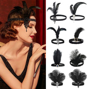 1920s Gatsby Headband - Vintage Feather Dance Costume & Masquerade Hair Accessories for Party DancerInn