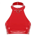 Women's Pole Dancing Costume Glossy Sleeveless T-Shirt Halter Neck Latin Bralette Crop Tops - DancerInn - 28257047216311 - 28257047216311