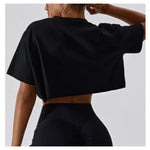 Short Sleeve Cotton Fitness Dance Crop Top Casual Yoga & Running T-Shirt for Women - DancerInn - 26926879867063 - 26926879867063