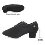 Ballroom Dance Shoes Women - Soft Sole Lace-Up Oxford Cloth & Mesh Upper Women Latin Dance Shoes with 3.5cm, 5cm Heels DancerInn - 32187147321527 - 32187147321527