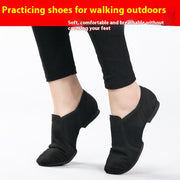 Soft Sole Dance Shoes - Black Canvas Guy Ballet Shoes with Unisex Flat Stretch for Women Men & Children - DancerInn