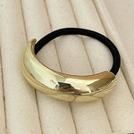 Gold Metal Ponytail Holder & Hair Tie - 4pcs Half-Bend Hair Elastic Rubber Band with Minimal Design DancerInn - 32235439685815 - 32235439685815