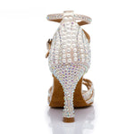 Shoes for Dancing Women - Rhinestone Suede Sole Mid High Heel Shoes Latina for Ballroom Jazz Bachata - 36917610807479 - 36917610807479