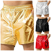 Mens Metallic Shorts - Shiny Rave Shorts Men with Sequin, Elastic Waist, and Pockets for Dance Performance - DancerInn