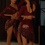 Leopard Print Mini Skirt - Irregular Gilded Dance Mini Skirt Wrap with Built‑In Underwear for Latin Tango Salsa - DancerInn - 34492897820855 - 34492897820855