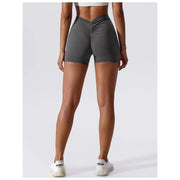 High Waist V-Back Scrunch Butt Yoga Shorts for Women Gym Cycling Fitness Activewear Tights - DancerInn