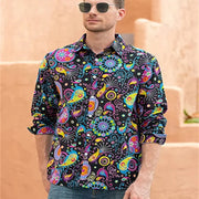 Mens Paisley Shirts - Long Sleeve Vintage Floral Hawaiian Shirts for  Men, Retro 70s Disco Button-Up Casual Hippie Ethnic Style - DancerInn