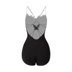 Women's Latin Dance Leotard with Butterfly Bow Adjustable Back Lace Front for Practice - DancerInn - 29461907701943 - 29461907701943