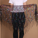 Belt for Belly Dance - Beaded  Belly Dancer Hip Scarf with Coins, Fringe, and Triangle Design - DancerInn Multicolor-One-size - 32254480253111 - 32254480253111