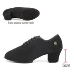 Ballroom Dance Shoes Women - Soft Sole Lace-Up Oxford Cloth & Mesh Upper Women Latin Dance Shoes with 3.5cm, 5cm Heels DancerInn - 32187147190455 - 32187147190455