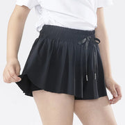 High Waist Dance Shorts for Girls – Flowy 2 in 1 Breathable Tennis & Athletic Shorts for Gym, Workout & Running - DancerInn Black / 7(M)