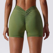 High Waist V-Back Scrunch Butt Yoga Shorts for Women Gym Cycling Fitness Activewear Tights - DancerInn