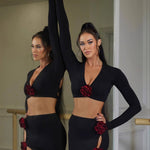 Dancer Sports Bra - Back Cutout Cross-Strap Bra Dance Top for Latin Salsa Rumba Samba - DancerInn - 34187611930807 - 34187611930807