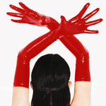 Long Black Leather Gloves - Sexy Shiny Patent Latex Gloves for Halloween Costume, Cosplay & Dance - DancerInn  Women Dance Accessories - 32305116119223 - 32305116119223