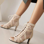 High Heel Dance Shoes - Dance Heels Boots with Open Toe Lace-Up Latin Dance Sandals for Salsa & Jazz DancerInn - 32149817917623 - 32149817917623