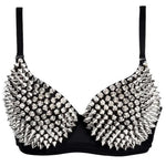 Punk Style Metallic Push Up Bra for Women Sexy Steampunk Rivet Lingerie Tops - DancerInn - 27351359946935 - 27351359946935