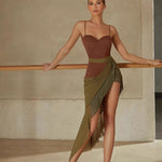 Short Skirt with Fringe - Irregular Mesh Salsa Dance Skirts with Adjustable Tie for Salsa Latin Tango Samba - DancerInn Women Dance Skirts & Tutus - 34591287312567 - 34591287312567