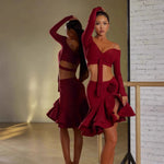 Dance Bra Top - Long Sleeve Off Shoulder Sports Bra for Latin Salsa Rumba & Samba Dancing - DancerInn - 34192994107575 - 34192994107575