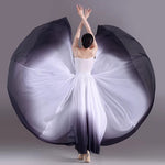 Long Flowy Dance Skirts - Gradient Chiffon Long Ballet Skirt with Big Hem & Double Layer - DancerInn black / L / 720° 36.69 - 34752267747511 - 34752267747511