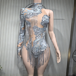 Long sleeve sheer mesh rhinestone fringe sequin showgirl costume - 38416941809847 - 38416941809847