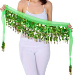 Women’s Belly Dance Costume Hip Scarf with Bling Sequins Coins Sweet Dance Skirt Wrap Performance - DancerInn - 26172012363959 - 26172012363959