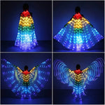 Multicolor LED Lights Belly Dance Isis Wings with Telescopic Sticks for Adults and Children - DancerInn - 26130867945655 - 26130867945655