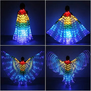 Multicolor LED Lights Belly Dance Isis Wings with Telescopic Sticks for Adults and Children - DancerInn