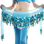 Women’s Belly Dance Costume Hip Scarf with Bling Sequins Coins Sweet Dance Skirt Wrap Performance - DancerInn - 26172012200119 - 26172012200119