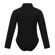 Dance Bodysuits for Boys with Long Sleeves Bow Tie and Turn-Down Collar Perfect Dance Romper - DancerInn