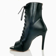 Black High Heel Peep Toe Shoes Dancing Sandals for Latin, Ballroom, Salsa, Jazz Dance & Party DancerInn