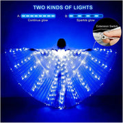 Multicolor LED Lights Belly Dance Isis Wings with Telescopic Sticks for Adults and Children - DancerInn