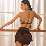 Dancer Wrap Top - Stretch Halter Padded Spaghetti Strap Tops for Latin Salsa Rumba Tango - DancerInn Dance Bra Tops & Crop Top - 35031270686903 - 35031270686903