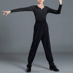 Boys Black Dance Pants - Wrinkle-Resistant, Breathable, Comfortable & Elastic for Latin, Ballroom, Tango, Salsa, Rumba, Samba & Cha-Cha - DancerInn  - 33025231716535 - 33025231716535