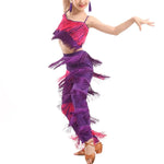 Girls Two Piece Multi-color Tassel Fringe Samba Salsa Ballroom Latin Dance Pants and Tops Dance Costume Set - DancerInn - 25307312259255 - 25307312259255