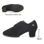 Ballroom Dance Shoes Women - Soft Sole Lace-Up Oxford Cloth & Mesh Upper Women Latin Dance Shoes with 3.5cm, 5cm Heels DancerInn - 32187147419831 - 32187147419831