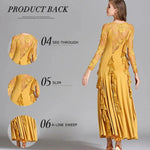 Women Hidden Zipper Flower Pattern Long Sleeves Ballroom Standard Waltz Dress Tango Costume Lace Dressing Gown - DancerInn - 26344740749495 - 26344740749495