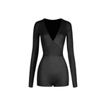 Long Sleeve Leotard Gymnastics - V-Neck Dance Bodysuit with Wraparound Design for Latin Salsa Rumba Samba - DancerInn - 34238650089655 - 34238650089655