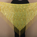 Belt for Belly Dance - Beaded  Belly Dancer Hip Scarf with Coins, Fringe, and Triangle Design - DancerInn Gold-One-size - 32254480089271 - 32254480089271